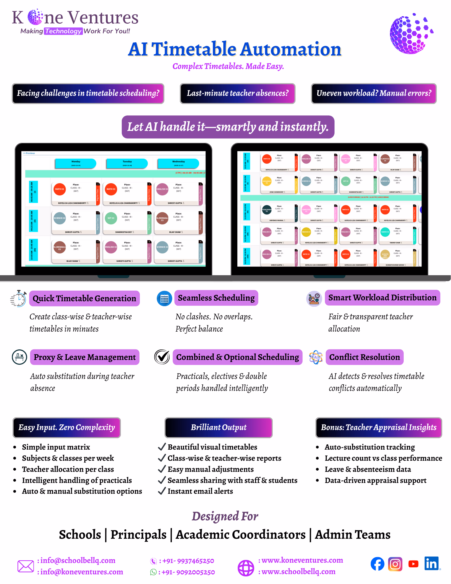 AI timetable automation software for schools with intelligent scheduling, conflict-free timetables and optimized teacher allocation