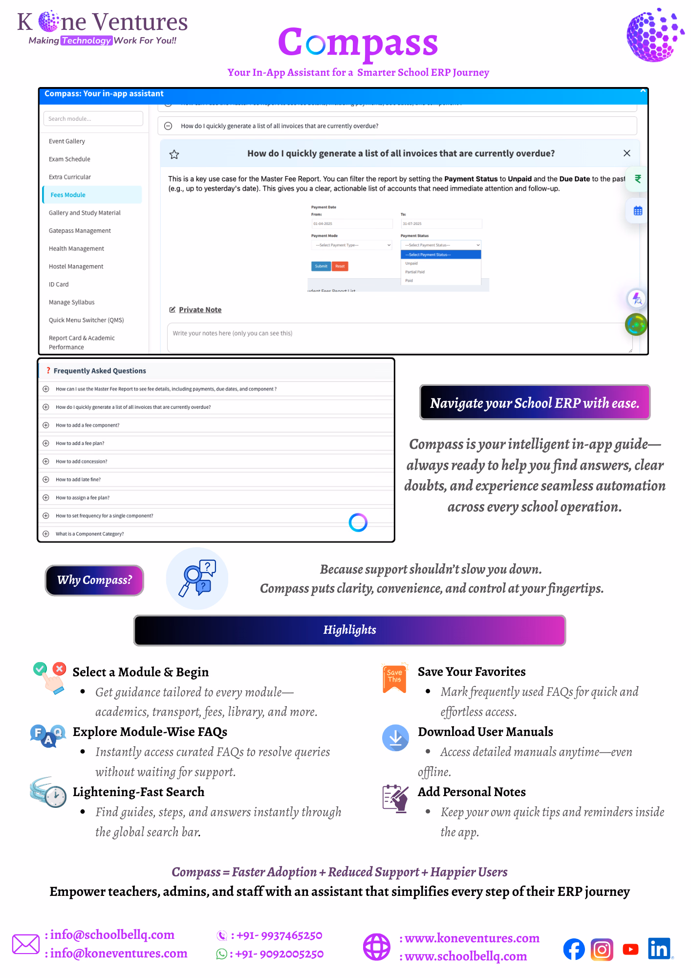 School Compass module for centralized academic planning, performance tracking, communication and institutional management