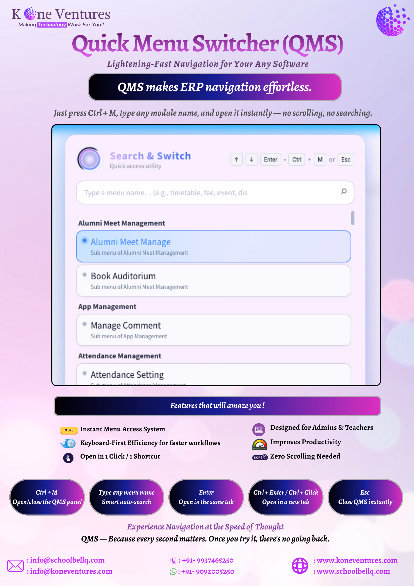 School quality management system for monitoring institutional performance, compliance, audits and continuous improvement