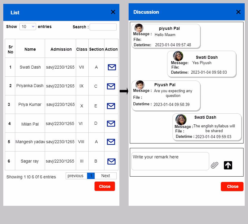 Digital school diary management system for homework, announcements, daily updates and parent-teacher communication