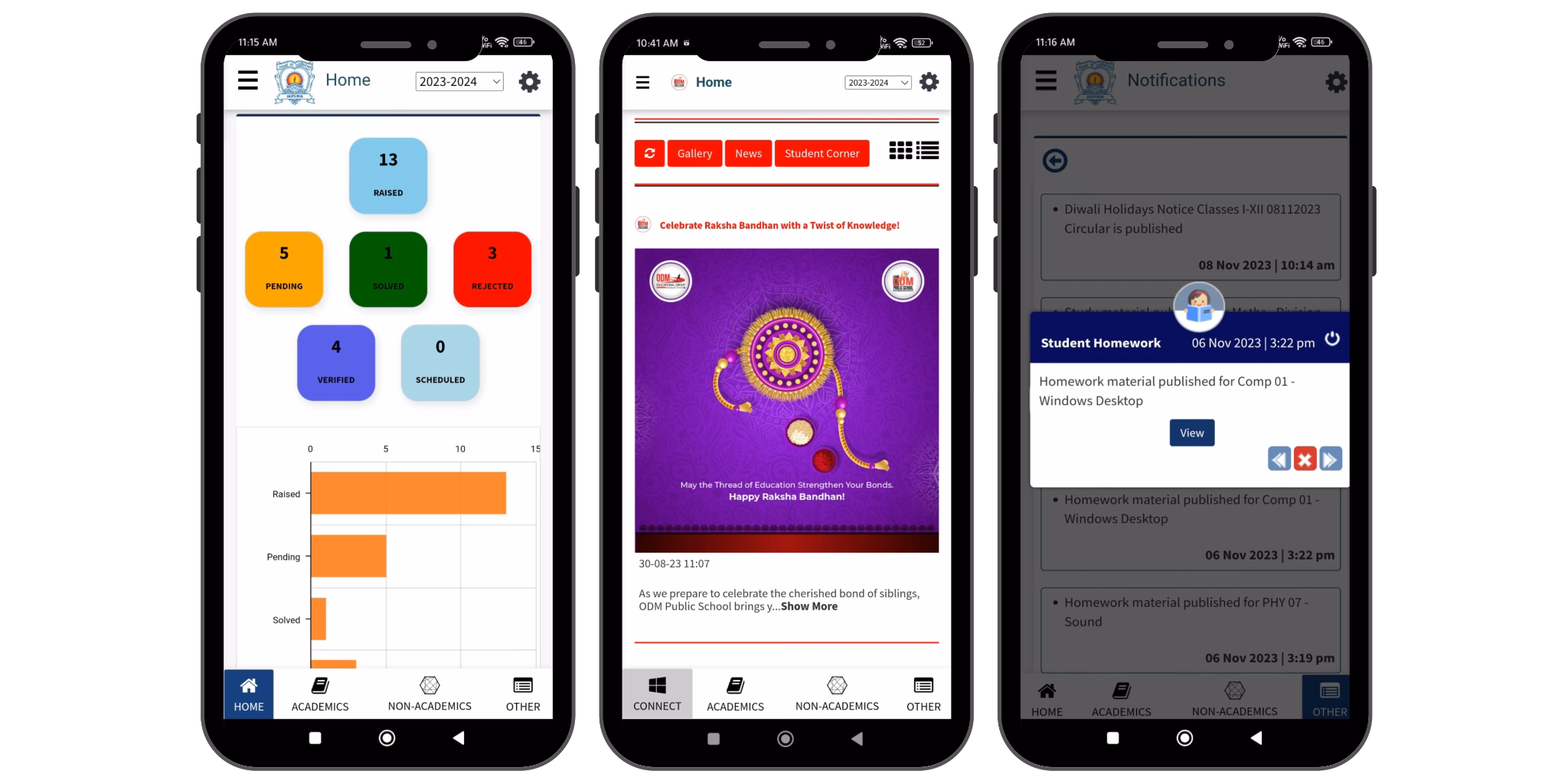 SchoolBellQ mobile application dashboard preview